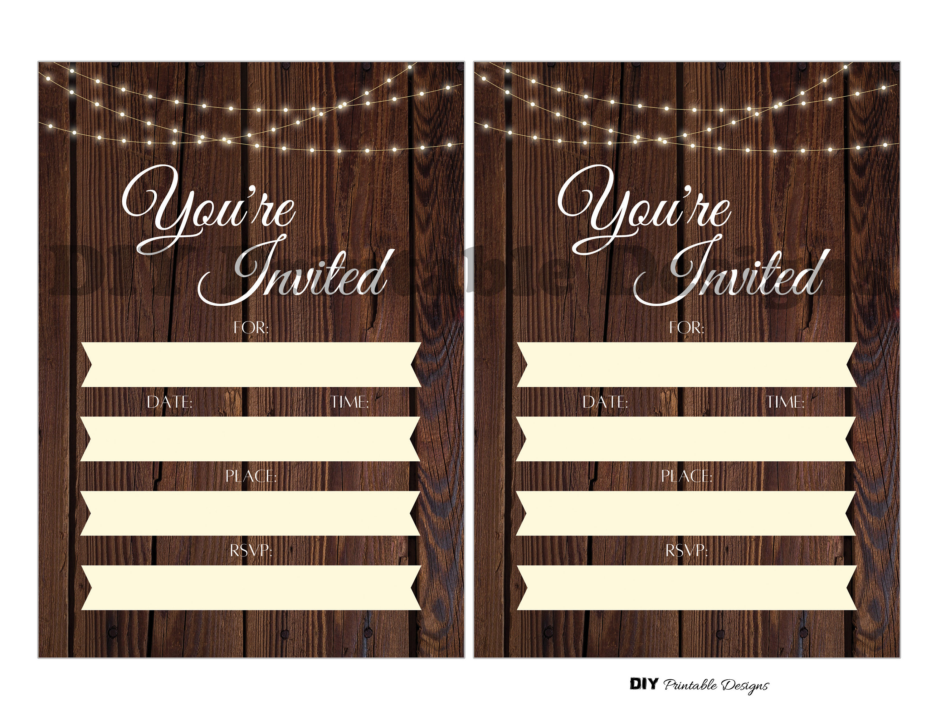 Rustic Blank Party Invitation, Rustic You're Invited Party Invitation ...