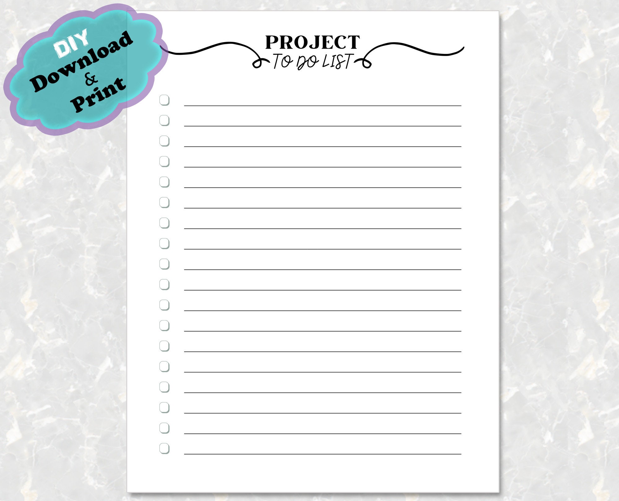Simple Project to Do List Printable, Home Project Checklist, Black and White - Etsy