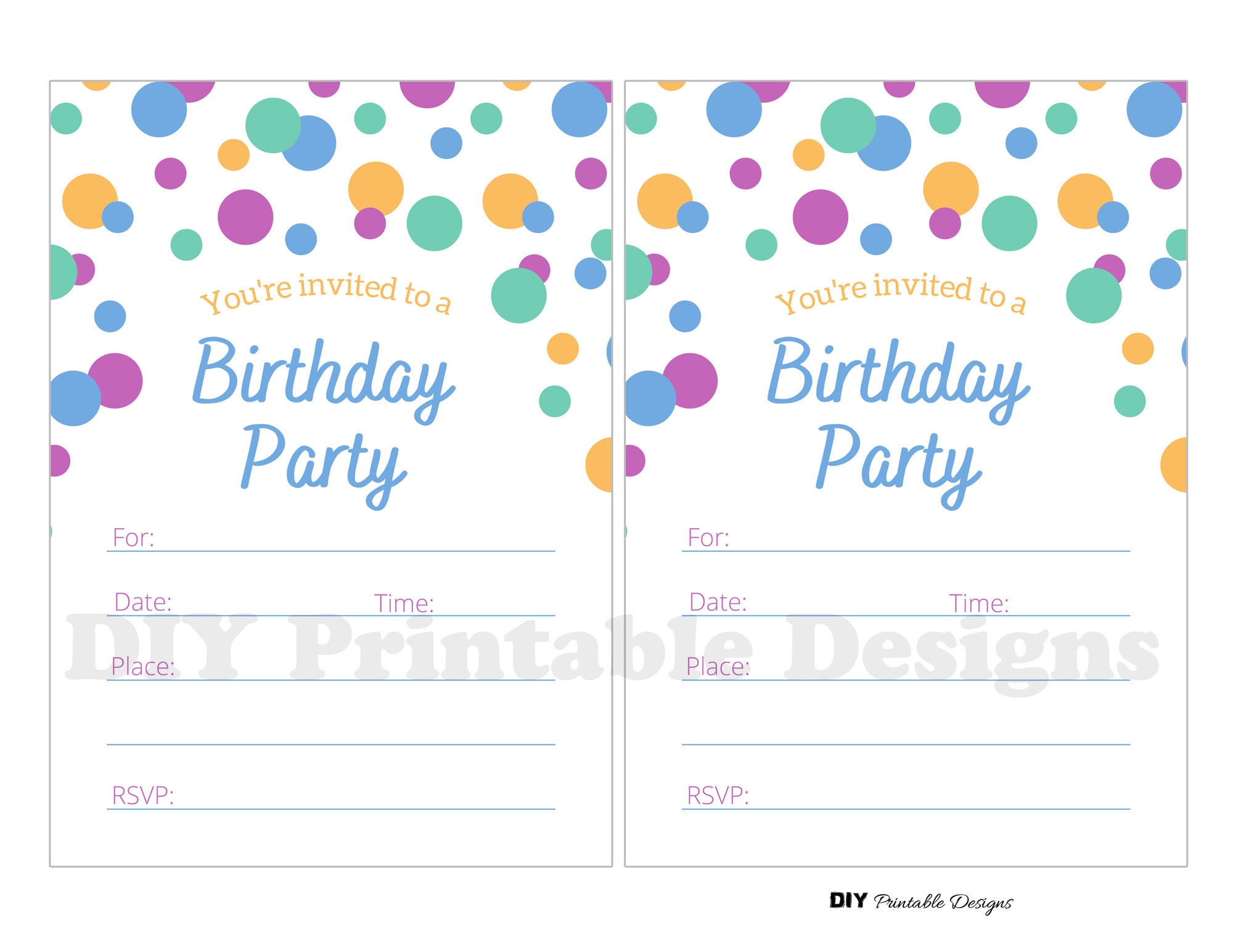 Fill in Birthday Party Invitation, Blank Birthday Party Invitation, Simple Birthday Party Invitation, Kids Fill in Invite - Etsy for Free Printable Birthday Party Invitations