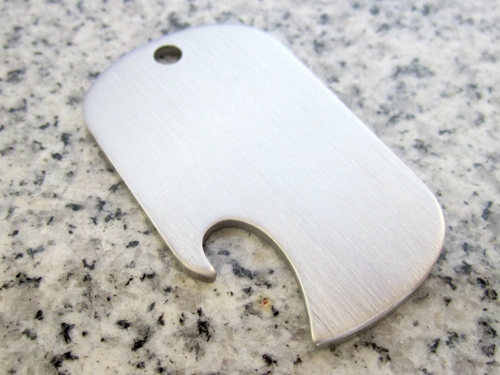 1 1/8" x 2" (29mm x 49mm) Side Slot Bottle Opener Dog Tag Stamping/Engraving Blanks, 2mm Stainless Steel - PERFECT keychain SSBODT09-16H-2MM