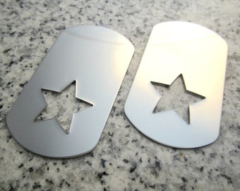 1 1/8 "x 2" (29mm x 51mm) Star Hole Dog Tag Stamping Blank, 22g Edelstahl - AWESOME Silber Alternative STDT09-16