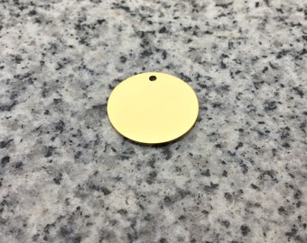 PREMIUM 3/4" (19mm) Yellow Round Stamping/Engraving Blank w/ Hole, 22g Stainless Steel - Shiny Mirror finish on all surfaces! PR06HY