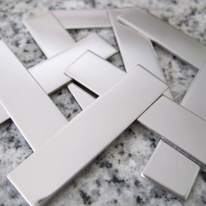 3/8&quot;x1 1/2&quot; (10MMx38MM) Rectangle Stamping Blanks, 22g Stainless Steel - AWESOME Silver Alternative RT03-12