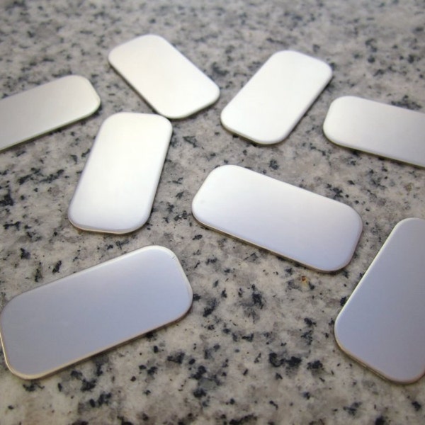 1/2" x 1" (13mm x 25mm) Rectangle - Mini Dog Tag Stamping Blanks, 22g Stainless Steel - AWESOME Silver Alternative RT-RC04-08