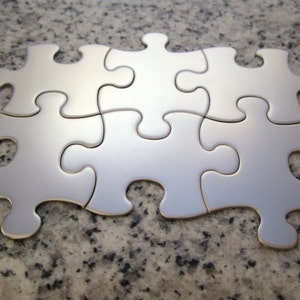 Big Puzzle Piece Stamping Blanks 1 1/2 x1 38mm x 25mm, 22g Stainless Steel AWESOME Silver Alternative P12-08 image 2