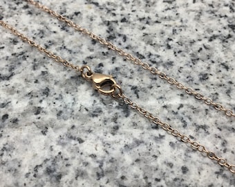 1.7mm x 1.9mm Stainless Steel Rose Gold Color Cable Chain (Soldered Link) Necklace 24" w/ Lobster Clasp - CB017019-24LCR