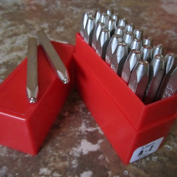 3/32" (2.5mm) Premium Quality Block Letter Stamp Set - Great for Stainless Steel :) TSSA2.5PB