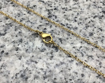 1.7mm x 1.9mm Stainless Steel Yellow Gold Color Cable Chain (Soldered Link) Necklace 24" w/ Lobster Clasp - CB017019-24LCY