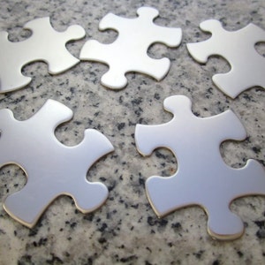 Big Puzzle Piece Stamping Blanks 1 1/2 x1 38mm x 25mm, 22g Stainless Steel AWESOME Silver Alternative P12-08 image 1