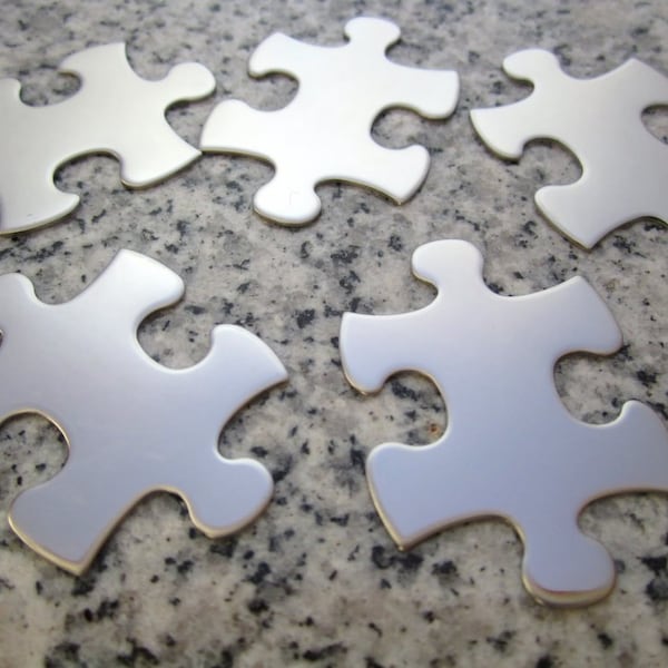 Big Puzzle Piece Stamping Blanks - 1 1/2 "x1" (38mm x 25mm), 22g Stainless Steel - AWESOME Silver Alternative P12-08