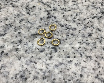 100 Qty. - 5mm OD 3.4mm ID, 20g (.8mm) Saw Cut Stainless Steel Yellow Gold Color Titanium Coated Jump Rings JR20-05Y