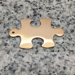 PREMIUM 1 1/2&#39;&#39; x 1&#39;&#39; (38mm x 25mm) Rose Puzzle Piece Stamping/Engraving Blank w/ Tab Hole, 22g Stainless Steel - PP12-08THR