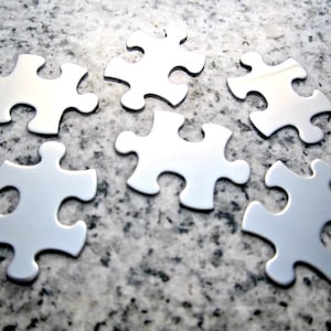 Puzzle Piece Stamping Blanks, 1&quot;x5/8&quot; (25mm x 16mm), 22g Stainless Steel - AWESOME Silver Alternative P08-05