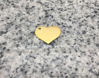 PREMIUM 3/4" x 5/8" (19mm x 16mm) Yellow Heart Stamping/Engraving Blank w/ Hole, 22g Stainless Steel - PH06-05HY