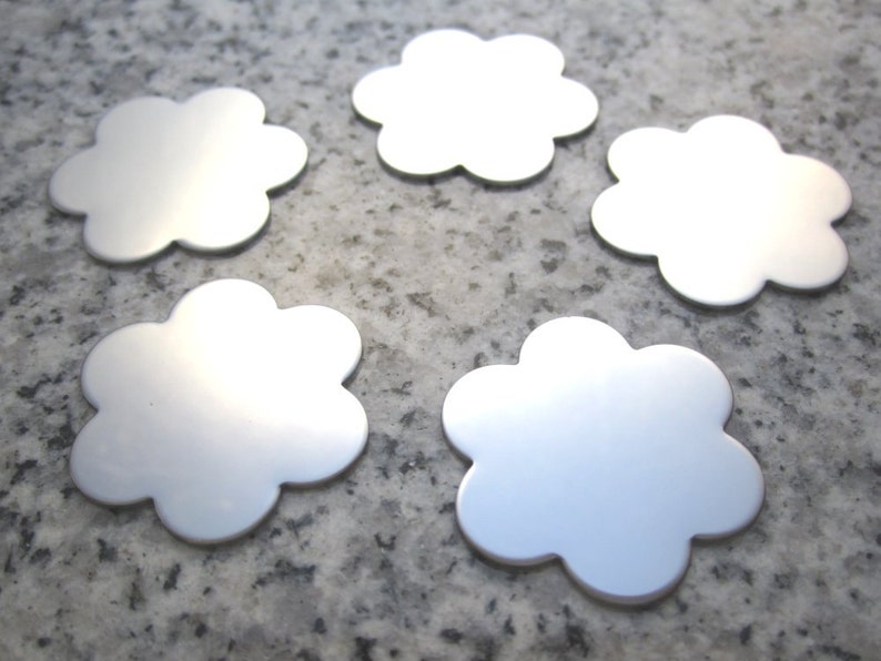 1 25mm 6 Petal Flower Stamping Blanks, 22g Stainless Steel AWESOME Silver Alternative F08 image 1
