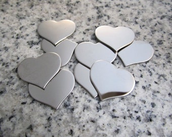 3/4&quot; x 5/8&quot; (18mm x 15mm) Heart Stamping Blank, 22g Stainless Steel - AWESOME Silver Alternative H06-05