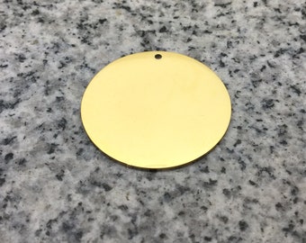 PREMIUM 1 1/2" (38mm) Yellow Round Stamping/Engraving Blank w/ Hole, 22g Stainless Steel - Shiny Mirror finish on all surfaces! PR12HY