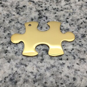 PREMIUM 1 1/2&#39;&#39; x 1&#39;&#39; (38mm x 25mm) Yellow Puzzle Piece Stamping/Engraving Blank w/ Corner Hole, 22g Stainless Steel - PP12-08CHY