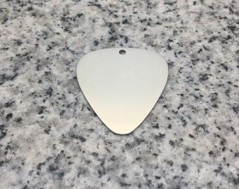 PREMIUM 1" x 1 1/4" (25MM x 32MM) Guitar Pick Stamping/Engraving Blank w/ Hole, 22g Stainless Steel - PGP08-10H