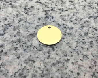 PREMIUM 5/8" (16mm) Yellow Round Stamping/Engraving Blank w/ Hole, 22g Stainless Steel - Shiny Mirror finish on all surfaces! PR05HY