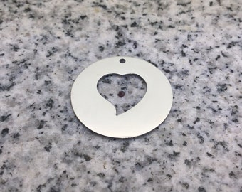 PREMIUM 1'' x 1/2'' (25mm x 13mm) Round Heart Hole Washer Blank w/ Hole, 22g Stainless Steel - Shiny Mirror finish on all surfaces! PHTRW08H