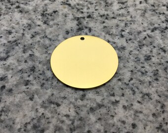 PREMIUM 1" (25mm) Yellow Round Stamping/Engraving Blank w/ Hole, 22g Stainless Steel - Shiny Mirror finish on all surfaces! PR08HY