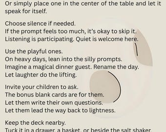 Printable Family Dinner Conversation Cards: Gentle Parenting Prompts (PDF Deck)