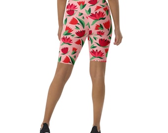 Floral High-Waisted Biker Shorts: Recycled Polyester Blend