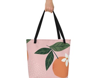 Large All-Over Print Tote Bag – Durable Beach Bag with Pocket, Vibrant Colors, Everyday Carry