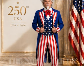 Uncle Sam Patriotic Regency Tailcoat Suit, 4th of July Costume, USA 250th Independence Outfit