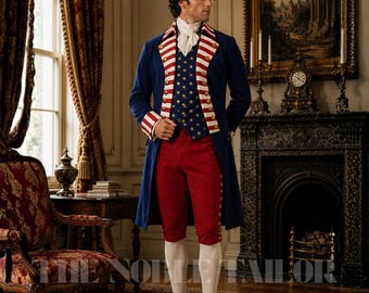 Men's 4th of July Revolutionary Tailcoat - Uncle Sam American Patriotic Outfit - George Washington inspired