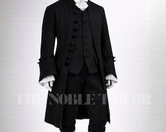 18th Century Black Georgian Gentleman Suit | British Wool Coat and Breeches - Rocco Colonial Costume
