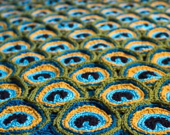 Peacock Pretty Blanket / Afghan / Throw Crochet Pattern