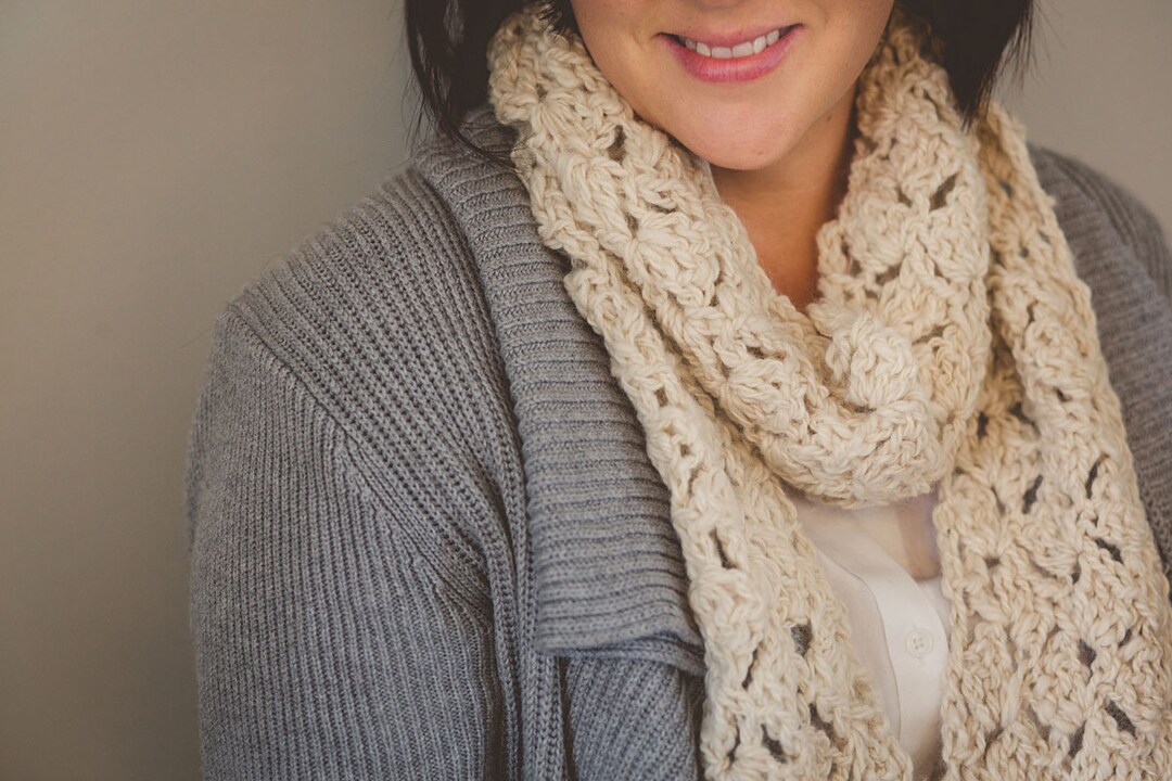 Crochet Pattern — Easy Lace Scarf, Infinity Cowl — Beginner Friendly ...