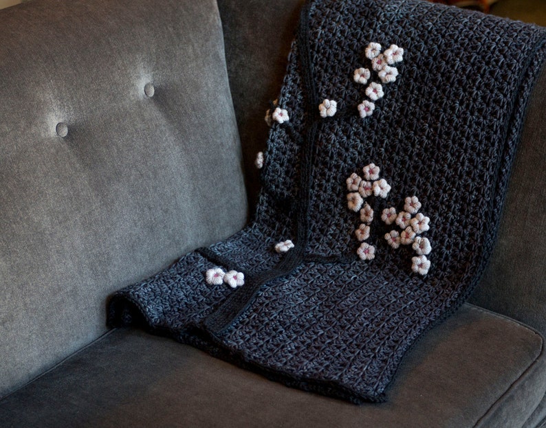 CROCHET PATTERN for Cherry Blossom Throw image 4