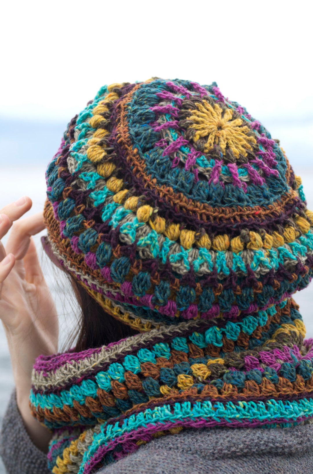 CROCHET PATTERN for Mandala Hat and Cowl Set - Etsy display picture 1