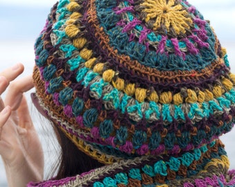 CROCHET PATTERN for Mandala Hat and Cowl Set