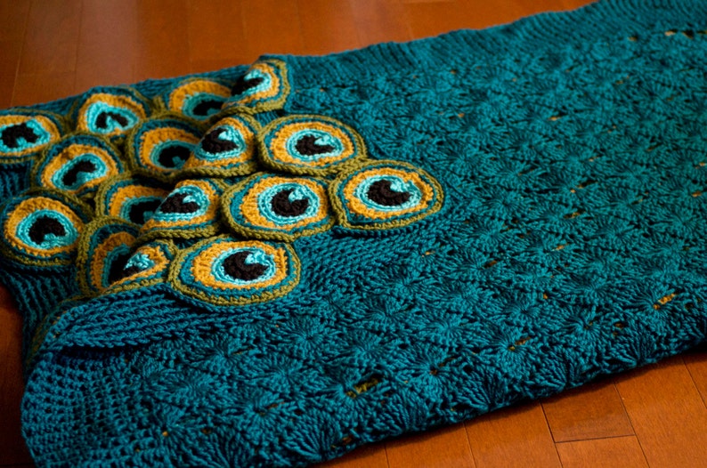 Peacock Pretty Blanket / Afghan / Throw Crochet Pattern imagem 5