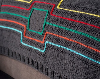 Knitting Pattern for Modern Lines Throw / Afghan / Blanket