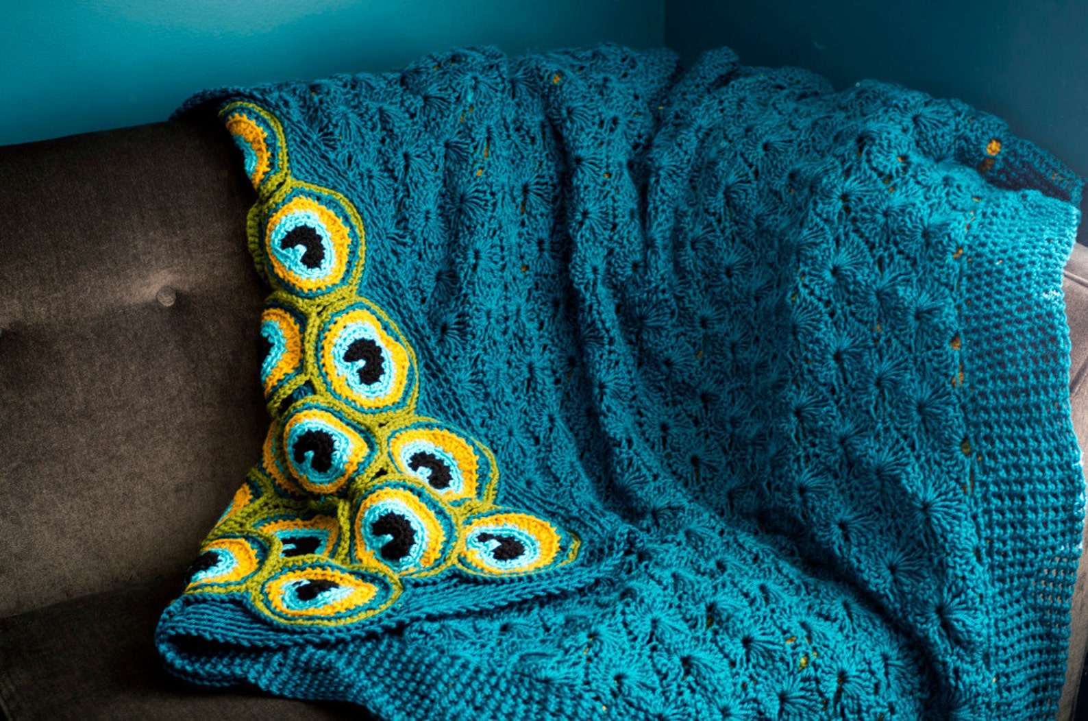 Peacock Pretty Blanket / Afghan / Throw Crochet Pattern Etsy