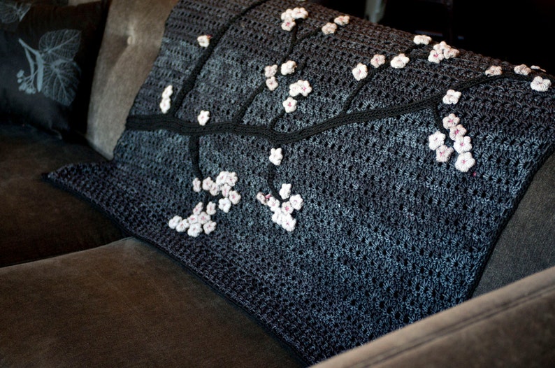 CROCHET PATTERN for Cherry Blossom Throw image 3