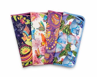 Vibrant Butterfly Glasses Case – Soft Protective Eyewear Pouch
