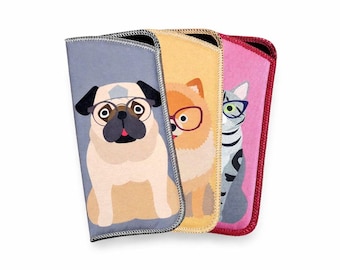 Pet Print Glasses Case – Cat, Dog Eyewear Pouch for Eyeglasses and Sunglasses