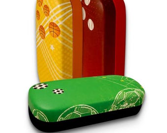 Hard Shell Sport Eyeglasses Case, Soccer Basketball Baseball Designs, Eyewear Holder