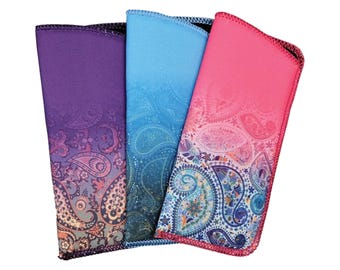 Paisley Eyeglasses Case, Soft Pouch, Floral Protector, Eyewear Holder for Women
