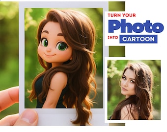 Custom Polaroid Cartoon Portrait | Personalized Digital Art (Digital Download)