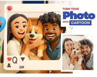 Custom Cartoon Portrait from Photo | Personalized Digital Art (Digital Download)