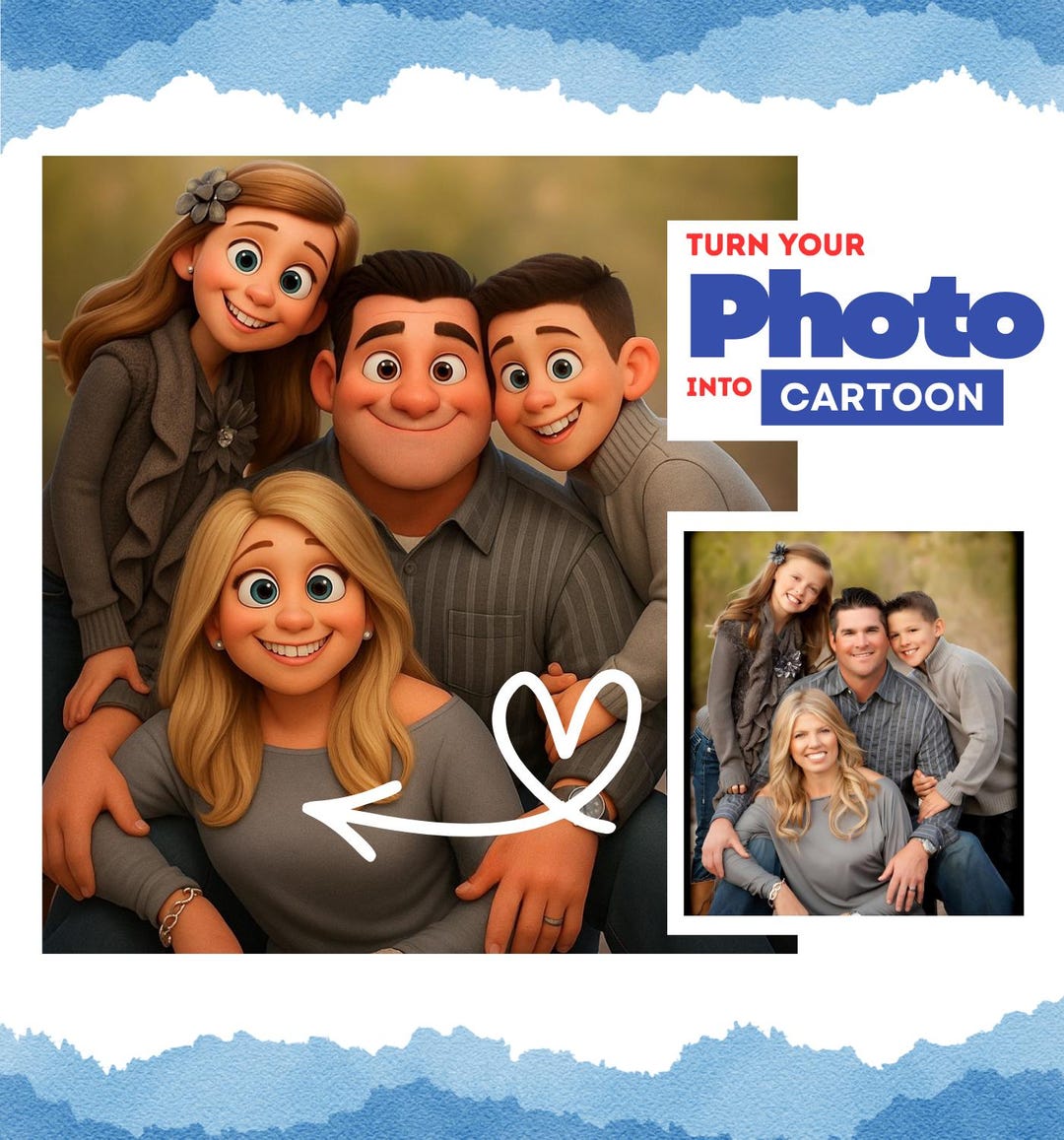 Custom Pixar Style Cartoon Portrait | Photo to Digital Art (digital ...