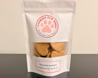Peanut Butter and Banana Dog Treats | Handmade All Natural Dog Treats | Healthy Dog Snacks | 4 oz Bag