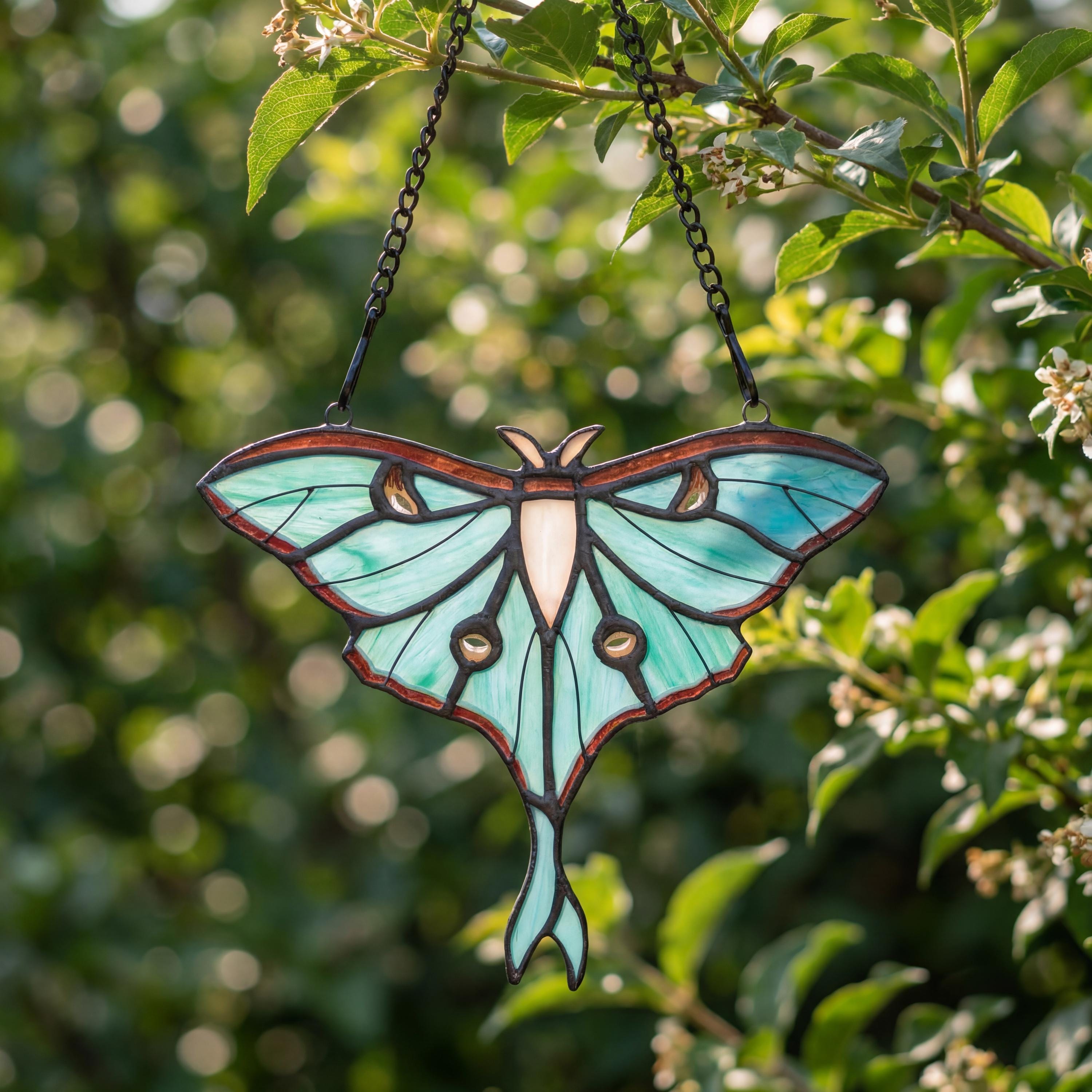 Luna Moth Butterfly Stained Glass Suncatcher Window Hanging, Meaningful ...